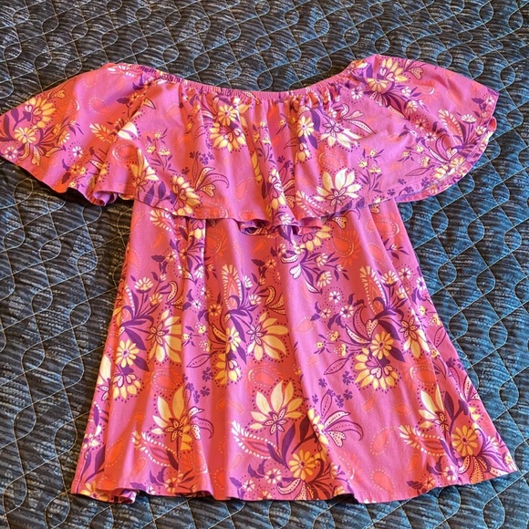 Pretty pink print knit top with ruffle sleeves by Woman Within, size 18, NWOT! - Picture 8 of 16